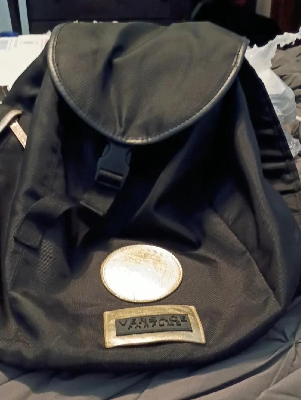 Versace Metallic Gold Coin and Logo Plaque Set